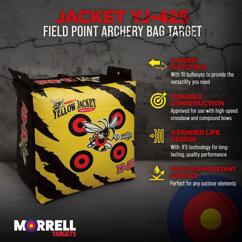 Morrell Yellow Jacket YJ-425 Outdoor Portable Adult Field Point Archery Bag Target with 2 Shooting Sides, 10 Bullseyes, and Carry Handle, Yellow, 2 of 7
