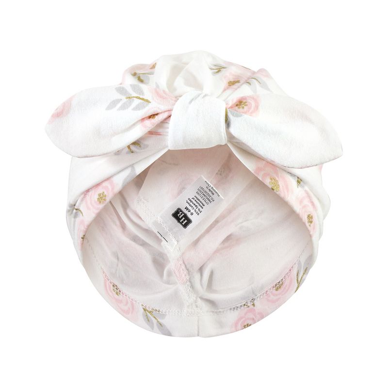 Hudson Baby Infant Girl Turban Cotton Headwraps, Pink Gray Elephant, One Size, 3 of 6