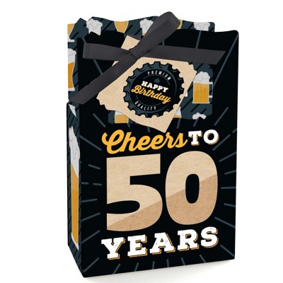 Big Dot of Happiness Cheers and Beers to 50 Years - 50th Birthday Party Favor Boxes - Set of 12