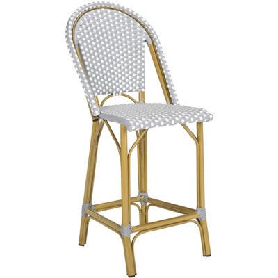 Transitional Grey and White Wicker Counter Stool - 19"x43"