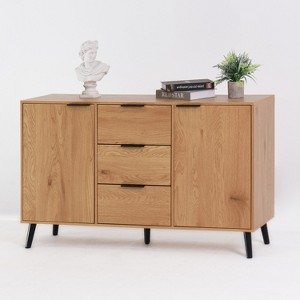 TIRAMISUBEST Wood Coffee Bar Cabinet with 3 Drawers & 2 Doors, 47.2" Sideboard Buffet Cabinet for Kitchen, Living Room, Dining Room - 1 of 4
