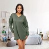ADR Women's Pajamas Set, Soft Ribbed Knit Waffle Oversized Sleep Shirt, V-neck Nightshirt Sweater Top - 4 of 4