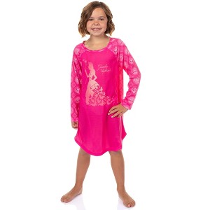 Wicked Girls' Glinda Nightgown Long Sleeve Raglan Soft Fleece Gown For Kids - 1 of 4