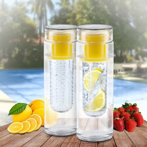24oz Flavorful Fruit-Infuser Water Bottles, 2-Pack, Yellow - 1 of 3