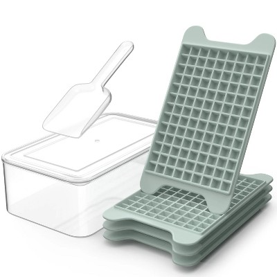 LunaLulinlk 4-piece set of mini ice cubes and ice bucket (with lid) Gray small ice cubes with ice scoop