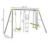 Hotraffy 3 in 1 Kids Metal Swing Set, with Swing Seat, Glider and Climbing Ladder - 3 of 4