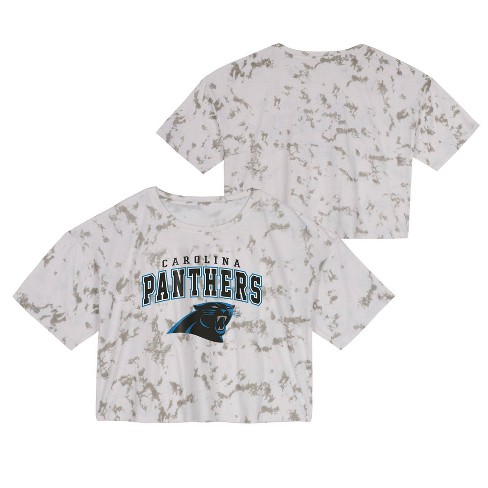 Nfl Carolina Panthers Girls' Short Sleeve Tie-dye Fashion Crop T