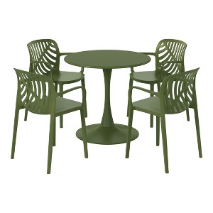 WestinTrends Playa 5-Piece Outdoor Indoor Metal Patio Dining Table Set With Stackable Patio Arm Chairs - 1 of 4