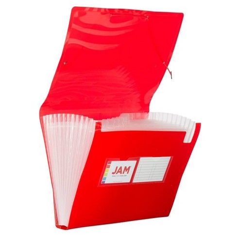 Jam Paper 9 X 13 Plastic Expanding File Folder 13 Pocket - Letter Size -  Red : Target