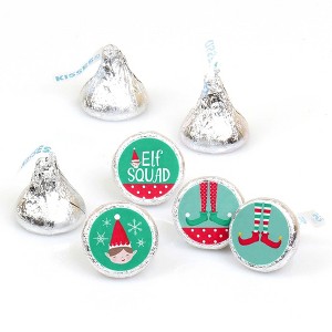 Big Dot of Happiness Elf Squad - Kids Elf Christmas and Birthday Party Round Candy Sticker Favors - Labels Fits Chocolate Candy (1 Sheet of 108) - 1 of 4
