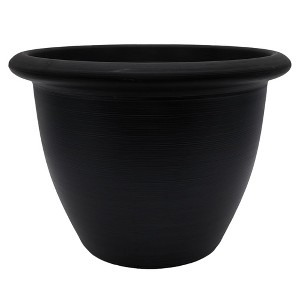 The HC Companies Sevilla Round Self-Watering Pot, Plastic Classic Planter with Internal Disk for Indoor and Outdoor Plants, 14 Inch, Black - 1 of 2