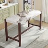 Modern Counter Height Table Bar Table Dining Table Wooden Kitchen Table with Faux Marble Top, Brown+White/Black-ModernLuxe - 2 of 4