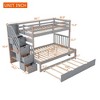 NicBex Twin Size Loft Bunk Bed with L-Shaped Desk, Modern Metal Bed Frame with Ladder and Guardrails for Bedroom - 2 of 4