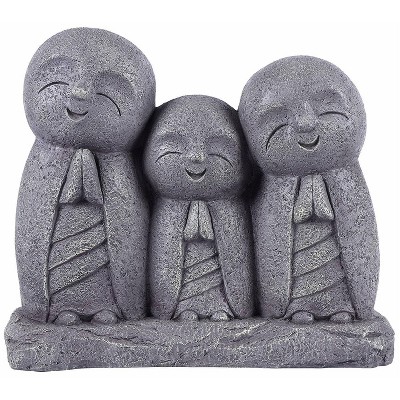 15" Polyresin Lucky Japanese Jizo Family Praying Outdoor Statue Gray - Hi-Line Gift