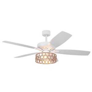 Parrot Uncle 52" White Farmhouse Ceiling Fan with Remote and Light - 1 of 4