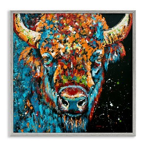Stupell Industries Modern Bison with Paint Splatter Framed Giclee Art - 1 of 4