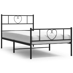 vidaXL Twin Metal Bed Frame with Headboard & Footboard, Sturdy Steel, Black, No Mattress - 1 of 4