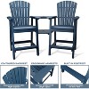 Tall Adirondack Chairs Set of 2, HDPE Adirondack Outdoor Bar Height Chairs with Double Connecting Tray, Weather-Resistant Barstools for Deck Balcony - 2 of 4