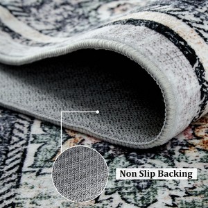 Living Room Washable Non Slip Vintage Retro Rugs Low Pile Chenille Print Rug for Bedroom Dining Room Home Office - 1 of 4