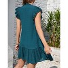 Women's Babydoll Mini Dress Summer V Neck Sleeveless Flutter Sleeve Boho Floral Flowy Shift Short Dress - 4 of 4