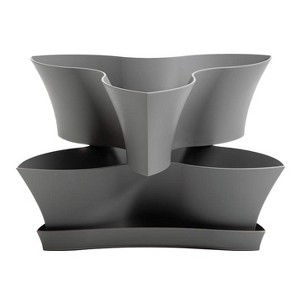 Bloem Collins 16" Stackable 2-Level 6 Mini Potting Vertical Resin Planter Solution for Succulents and Herbs, Charcoal Grey - 1 of 4