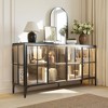 Famapy Glass Door Bookshelves Bookcase Display Storage Cabinet Sideboard with Metal Frame and LED Light for Dining Room - 2 of 4