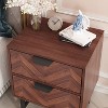 Famapy Brown Woodgrain Tall Boxed 2 Drawer Nightstand - 3 of 4