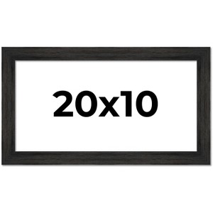 PosterPalooza | 20x10 Wide Barnwood Picture Frame, UV Acrylic, 6 Finishes - Grey, Brown, White, and Black - 1 of 4