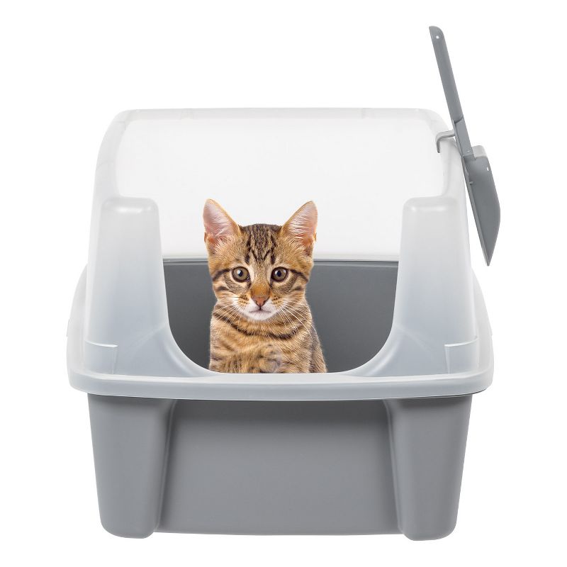 IRIS USA IRIS USA Open Top Cat Litter Tray with Scoop and Scatter Shield, Cat Litter Pan, 5 of 8