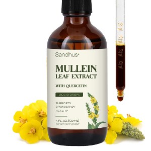 Sandhu's Mullein Drops for Lungs, Mullein Leaf Extract Supplement, Immune & Respiratory Health Support, Alcohol Free, Natural Herbal Tincture,4 Fl Oz - 1 of 4