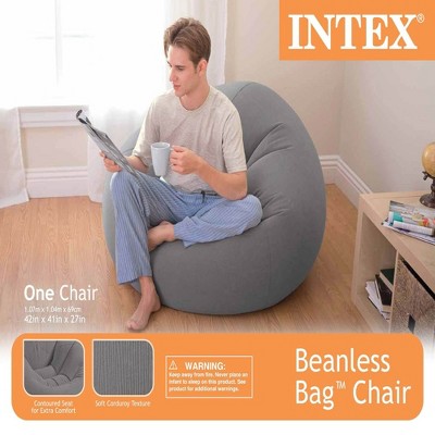 Grey Inflatable Corduroy Beanless Bag Lounge Chair