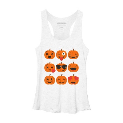 Women's Design By Humans Halloween Pumpkins Emoji By honeytree Racerback Tank Top
