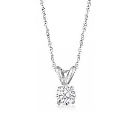 Ross-Simons 0.33 Carat Diamond Solitaire Necklace in 14kt White Gold Size 18
