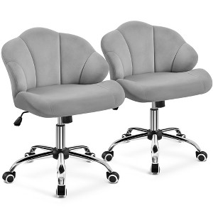 Yaheetech Set of 2 Swivel Upholstered Desk Chair with Tufted Shell-Shaped Back and Adjustable Seat Height - 1 of 4