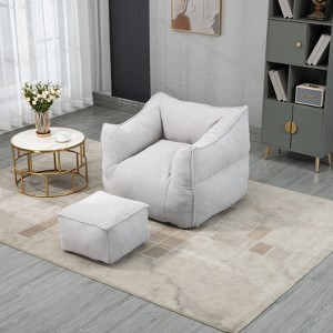CAVINAS Single Lazy Sofa Bean Bag Chair Comfort Lounger High Back Couch with Footstool for Bedroom - 1 of 4