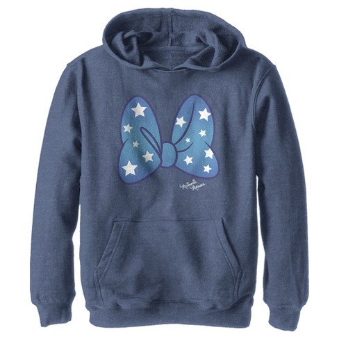 Boy s Disney Minnie Mouse Starry Bow Pull Over Hoodie Navy Blue Heather Large Target