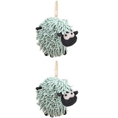 REGALWOVEN Cute Sheep Shape Chenille Soft Absorbent Hand Towels 2 Pcs