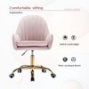 CAVINAS Velvet Home Office Desk Chair with Wheels, Flannel Adjustable Office Chairs with Gold Base, Swivel Desk Chair Comfy with Side Arms - 3 of 4