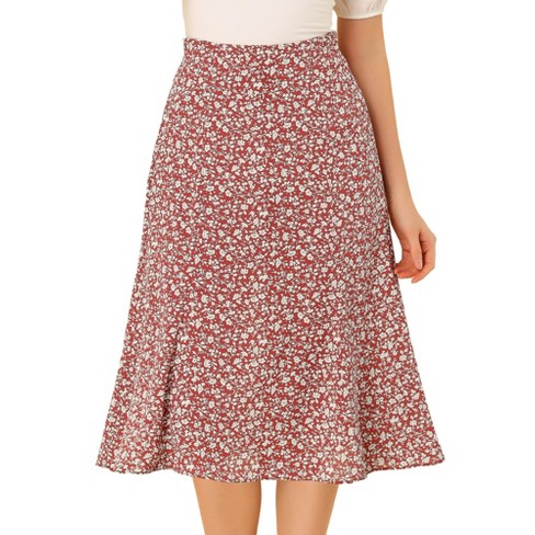 Allegra K Women's Chiffon Elastic Waist Ruffle Tiered Flowy Midi Printed  Skirts : Target