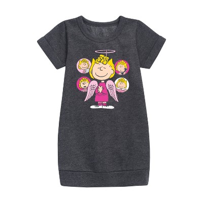 - Peanuts - Sally Angel Graphic Short Sleeve Fleece Dress