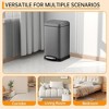 Trash Can with Lid, 3.2-Gallon (12L) Step Trash Bin for Kitchen, Stainless Steel, Soft Close and Stays Open,Inner Bucket,for Bedroom, bathroom - 3 of 4