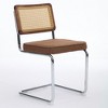 Vynxaria Set of 2 Mid Century Modern Dining Chairs, Brown Velvet with Natural Cane Back, Stainless Chrome Base - 4 of 4