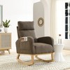 CAVINAS Upholstered Accent Chair with High Backrest,Modern Rocking Chairs with Two Side Pockets for Bedroom,Reading Room - 4 of 4