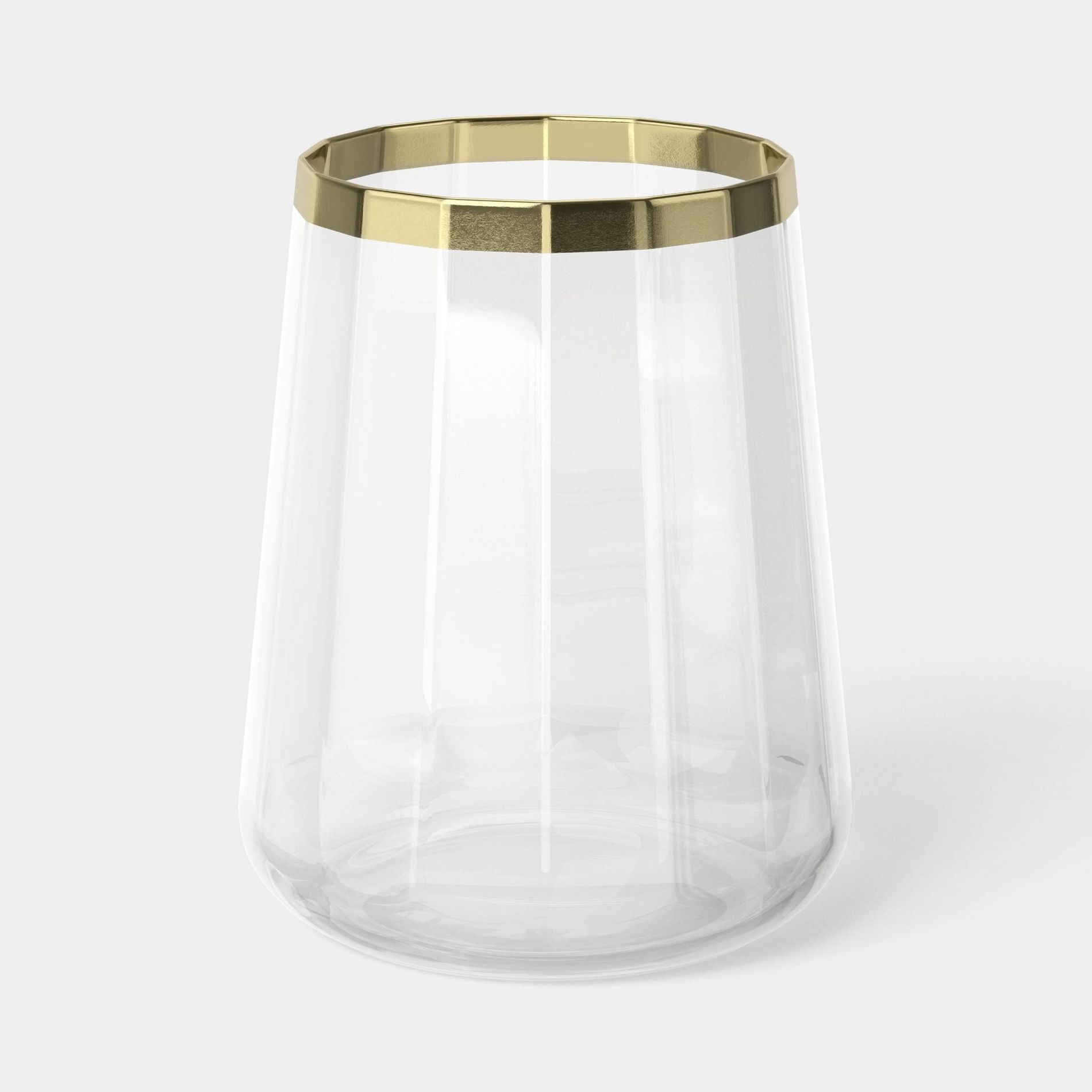 16.2 fl oz Faceted Stemless Wine Glass Gold Rimmed Clear - Threshold™