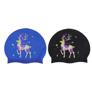 Unique Bargains Durable Silicone Waterproof Swim Cap 2 Pcs - 1 of 4