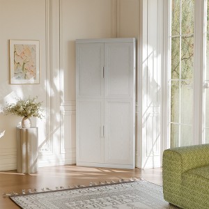 Wooakway Tall Wood Storage Cabinet Pantry Organizer with 4 Adjustable Shelves Doors Decorative Storage Cabinet Natural Wood/Black/Light Walnut/White - 1 of 4