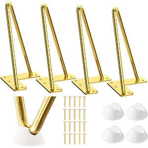 Aoibox 8 Inch Metal Hairpin Furniture Legs Gold Set of 4 with Rubber Floor Protectors for Table and DIY Projects - 1 of 4