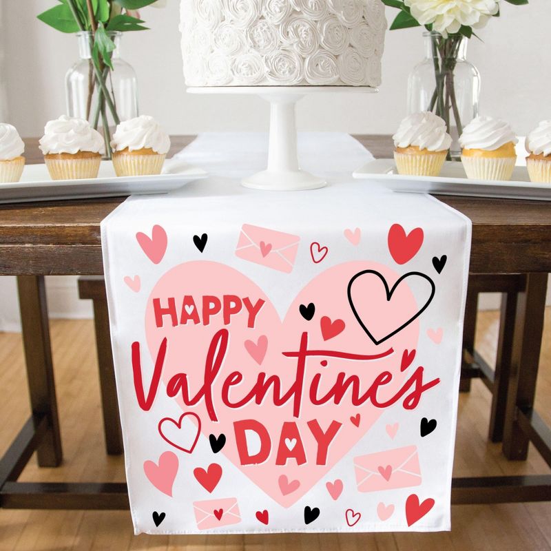 Big Dot of Happiness Happy Valentine's Day - Valentine Hearts Party Dining Tabletop Decor - Cloth Table Runner - 13 x 70 inches, 3 of 6