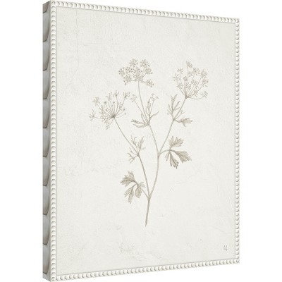 Beaded White Framed Botanic-Inspired Canvas Wall Art
