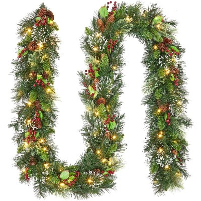 Coucheta 9Ft Christmas Boughs Tips, Artificial Pine Cypress Greenery Garland, Decorations Holiday Indoor Outdoor